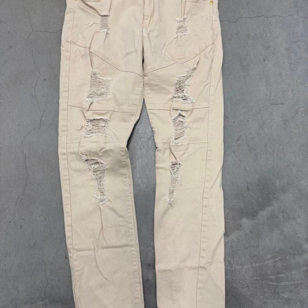 Unbranded Men's Cream and Tan Jeans